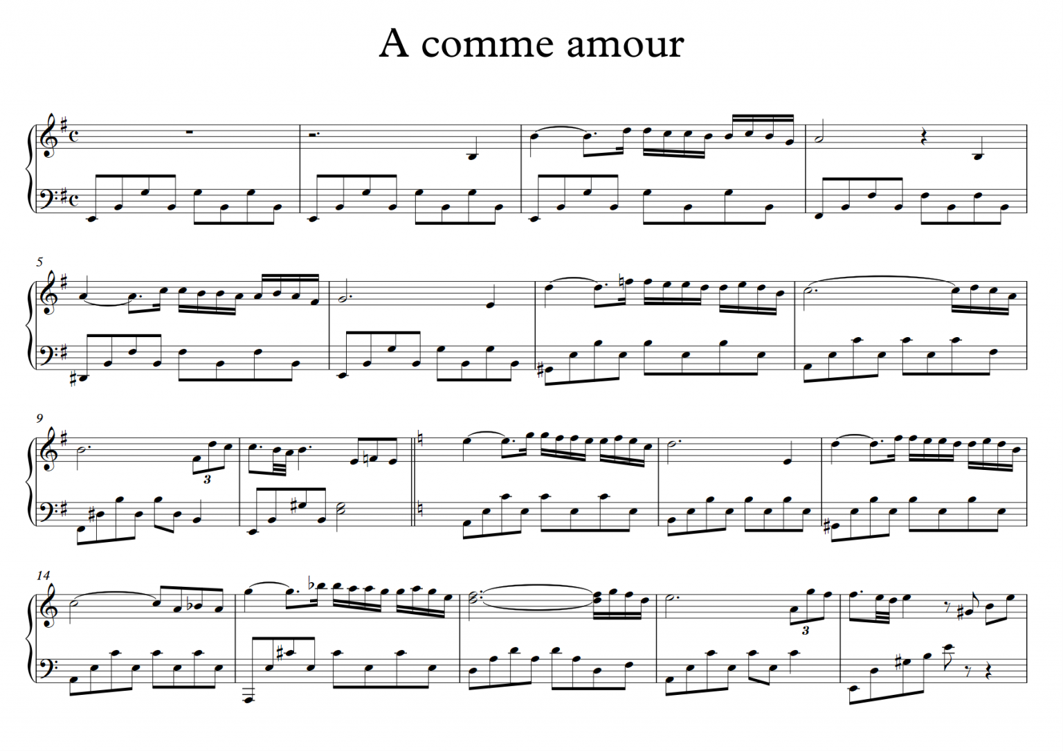 Free Sheet Piano A Comme Amour - Paul de Senneville & Olivier Toussaint...